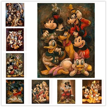 Disney Mickey Tuval Boyama Mickey Mouse ve Donald Duvar Sanatı Posterler ve Baskılar Duvar sanat resmi Oturma Odası Dekor için