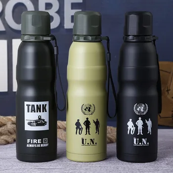 Ordu Erkekler Termos 500ml Paslanmaz Çelik Termo yalıtımlı Fincan Şişe Su Çay Kahve Spor Yudum Açık Havada Taşınabilir Seyahat Kupa