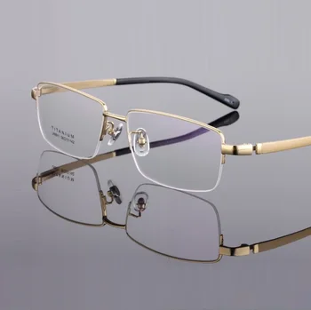 genişlik-155 ultra hafif Saf titanyum gözlük çerçeveleri Büyük yüz iş adamı miyopi yarım jant erkek gözlük çerçeveleri 8911 giyim 1
