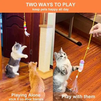 Komik Kedi Sopa Oyuncaklar Evcil Hayvan ürünleri Renkli Türkiye Tüyler Tease Kedi Sopa İnteraktif Evcil Hayvan Oyuncakları Kedi Oyun Oyuncak Evcil Hayvan Malzemeleri 1