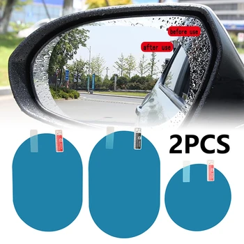 2 Adet Araba Yağmur Geçirmez Şeffaf Film dikiz aynası Koruyucu Anti Sis Pencere Temizle Su Geçirmez Kaplama Filmi Oto Sticker Aksesuarları 1
