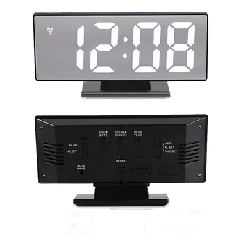 LED Ayna Ekran çalar saat İzle Masa Dijital Saat Despertador kablosuz bluetooth 5.0 Hoparlör FM El-ücretsiz Çağrı masa süsü satın almak online | Saatler / Birebiregitim.com.tr 11