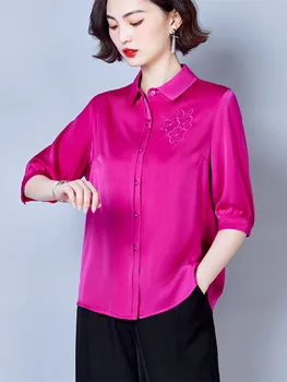 4XL Kadın İlkbahar Yaz Bluz Gömlek Bayan Moda Rahat Kısa Kollu sıfır yaka bluzlar Düz Renk Blusas Tops CT0293 satın almak online | Kadın giyim / Birebiregitim.com.tr 11