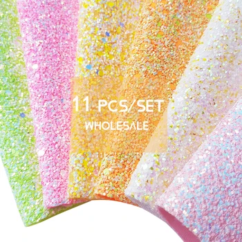 QIBU 11 adet Toptan Düz Renk Tıknaz Glitter Kumaş A4 Boyutu Suni Deri Levhalar El Sanatları Dekorasyon DIY Yay Aksesuarları 1