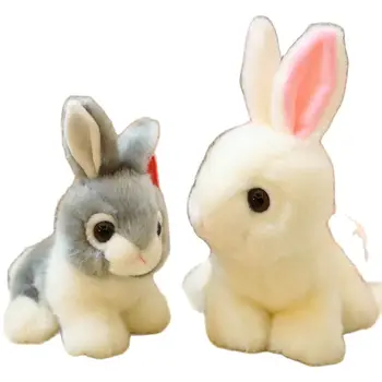 simülasyon Tavşan dolması hayvanlar kabarık yumuşak Yüksek kalite Gri beyaz Bunny hayat gibi tarzı peluş hayvan oyuncak hediye için bebek kız 1