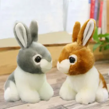 simülasyon Tavşan dolması hayvanlar kabarık yumuşak Yüksek kalite Gri beyaz Bunny hayat gibi tarzı peluş hayvan oyuncak hediye için bebek kız 2