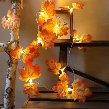 Sonbahar dekorasyon yapay bitkiler akçaağaç yaprakları Led dize ışık çelenk sahte bitki çelenk güz dekorasyonumuzu yatak odası dekorasyonumuzu ev duvar 1