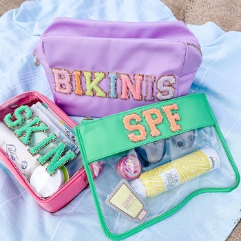 Yeni Su Geçirmez Naylon Dayanıklı makyaj çantası Kozmetik Çantası Düz Renk Kadın Makyaj Çantası Seyahat Tuvalet Güzellik Makyaj çanta düzenleyici