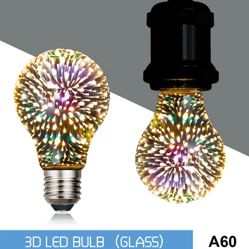 3D dekorasyon LED Ampul E27 6 W 85-265 V Vintage Edison Ampul yıldız havai fişek lamba tatil gece ışık yenilik Noel ağacı