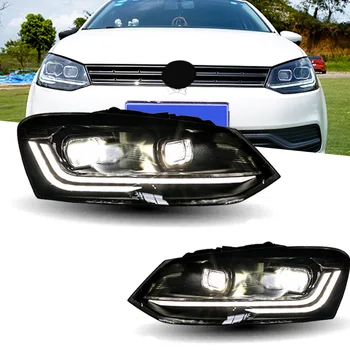 Far VW POLO İçin LED Farlar 2011-2018 Kafa Lambası Ön araba ışıkları Styling DRL Sinyal Projektör Lens Oto Aksesuarları 2