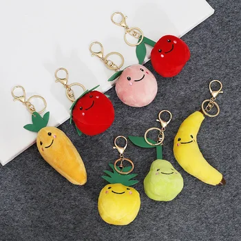 Büyük Yaz Meyve Anahtarlık Çilek Şeftali Armut Ananas Anahtarlık Gıda Anahtarlık Taze Meyve Anahtarlık peluş oyuncak Çift Takı 2