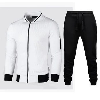 Erkek Spor 2 Parça Set fermuarlı ceket + Pantolon 2021 İlkbahar Sonbahar Yeni Moda Streetwear Hip Hop Rahat Spor Erkek Eşofman