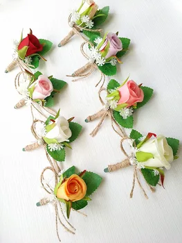 Yaka Çiceği Düğün Korsaj Pin Damat Broş Çiçekler Yapay Gül Nedime ipek çiçek Balo Dekorasyon Erkek Takım Elbise Aksesuarları 1