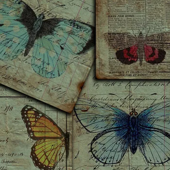 Büyük Boy Kelebek Arka Plan Kağıt Oymacılık Vintage Desenli Kağıtları Karalama Defteri DIY Önemsiz Dergisi Dekor Zanaat Malzemeleri