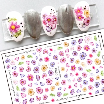 10 ADET Renk Estetik Çiçek Tırnak Sticker Gül Siyah ve Beyaz Sanat Yaprak DIY Yaprak Çiçek Desen Tırnak Kaymak Tırnak Aksesuarları