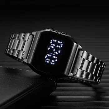 Lüks Marka erkek Spor LED Dijital Bilek Saatler Erkekler Kadınlar için Çelik elektronik saat Tam Dokunmatik Askeri Saat Reloj Hombre