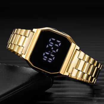 Lüks Marka erkek Spor LED Dijital Bilek Saatler Erkekler Kadınlar için Çelik elektronik saat Tam Dokunmatik Askeri Saat Reloj Hombre 2