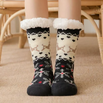 Noel Terlik Çorap Kış sıcak Peluş kaymaz Kavrama Uyku Bayan Kat Kısa Çorap Bulanık Kabarık Yumuşak Kadın Karikatür Çorap