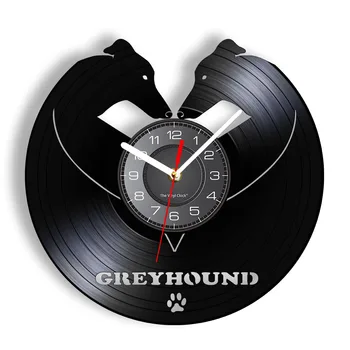 Greyhound duvar saati Vintage Vinil Kayıt Whippet Sanat Greyhound Hayvan Köpekler Evcil Arkadaşı Ev Dekor İzle Eve Taşınma Hediye