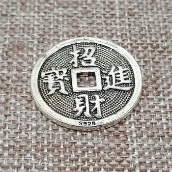 925 Ayar Gümüş Çin Servet Şanslı Feng Shui Sikke Boncuk Charm 1