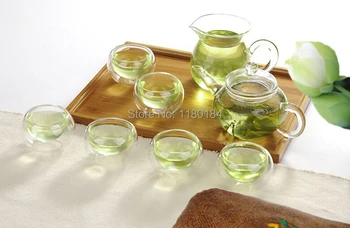 8 ADET / GRUP sıcak satış mini yüksek sıcaklığa dayanıklı 250 ml cam çaydanlık ve 50 ml çift cam çay bardağı OL 0019