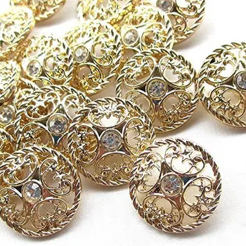 5 ADET altın Taklidi Kristal içi boş çapı 25mm altın düğmeler, giyim aksesuarları, gömlek, ceket düğmeleri Dikiş El Sanatları Çok