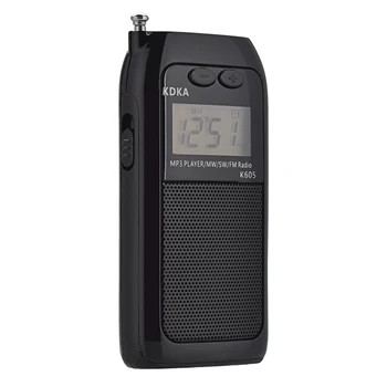 K605 Mini Cep Radyo STEREO FM AM SW MW Dijital Ayar Radyo Alıcısı MP3 Müzik Çalar şarj edilebilir pil Taşınabilir Radyo
