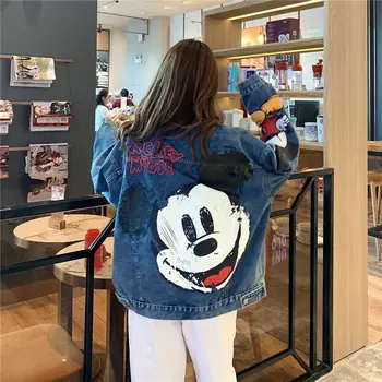 Disney Mickey Mouse Kadın Kış Karikatür Ceket Kadın Kadın Giyim Kot Ceket Kalınlaşma Pamuk Kış Parkas Kadın Kızlar 1