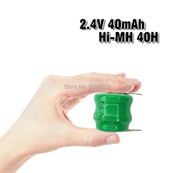 2.4 V 40 mAh Ni-Mh Li-Po Lityum Li-polimer Bateria Piller Şarj Edilebilir Düğme Düğme Pil İle Lehim Pimleri 1