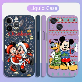 Noel Anime Mickey Telefon kılıfı İçin Apple iPhone 14 13 12 Mini 11 Pro XS MAX XR X 8 7 6S SE Artı Sıvı Halat Yumuşak Kapak Fundas