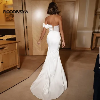 Romantik Bir Omuz Kılıf düğün elbisesi Boho Yüksek Yarık Aplikler gelinlikler 2022 Custom Made Sivil Robe De Mariee Özelleştirmek 2