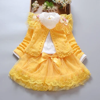 1-8 Yıl Güzel Çocuk Kız giyim setleri 3 adet Kısa Dış Giyim Ceket+Uzun Kollu Gömlek+Etekler Yeni Sonbahar Toddler Kız Takım Elbise B333 1