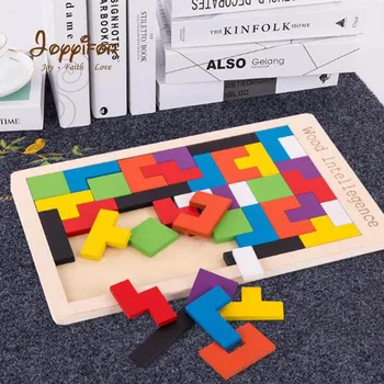 FGHGH Bebek Ahşap Tetris Bulmacalar Tangram Oyuncaklar Renkli Deformasyon Jigsaw Kurulu Çocuk eğitici oyuncak Çocuklar İçin noel hediyesi