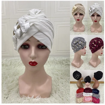Yeni Çiçek Türban Kaput Kadınlar için Müslüman Başörtüsü Kapaklar Düğün Şapkalar Turbante Afrika Headtie MZ828