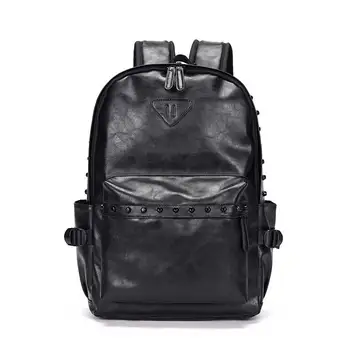 Ingiliz Moda Erkek Sırt Çantaları PU Deri Sokak Trendi Perçinler Sırt Çantaları Erkekler laptop çantaları Yüksek Kapasiteli Öğrenciler Kitap sırt çantası Erkek