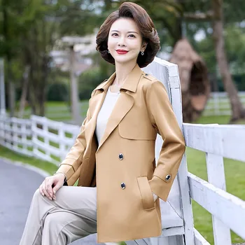 Ilkbahar ve Sonbahar Kruvaze Siper Mizaç Kore Moda Ceket Orta ve Uzun Rüzgarlık Bayan Giyim