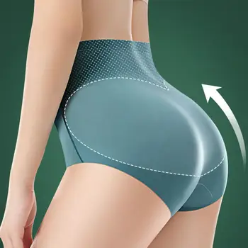 Seksi Buz İpek Dikişsiz Külot Kadın Kalça Kaldırma Düz Göbek Külot Yüksek Bel Kontrol Karın Zayıflama 3D Güçlü Vücut Şekillendirme Pantolon 1