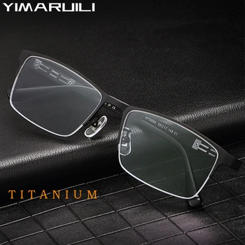 YIMARUILI Yüksek Kaliteli Saf Titanyum Gözlük Çerçevesi Iş Ultra hafif Yarım çerçeve Optik Reçete Gözlük Çerçevesi Erkekler HT0099