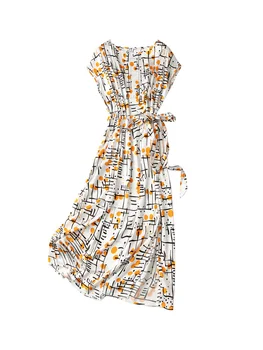 SuyaDream Kadınlar uzun elbise 92 % İpek %8 % Spandex Baskılı Yarasa Kollu Sashes Elbiseler 2022 İlkbahar yaz giysileri 2