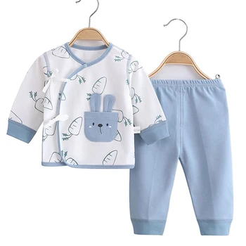 Yaz 2 ADET Yenidoğan Bebek Setleri 0-3 Ağız Pamuk Bebek iç Çamaşırı Setleri Sevimli Karikatür Bebek Giysileri Erkek Kız Pijama Seti Roupa De Bebe