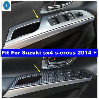 Aksesuarları Kapı Kol Dayama pencere camı Kaldırma Düğmesi Dekor Paneli Kapak Trim İçin Suzuki Sx4 s-cross 2014-2021 Mat / Karbon Fiber