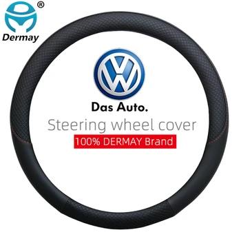 100% DERMAY Marka Deri Araba Direksiyon Volkswagen VW için Passat B7 B8 B5 B6 B1 B2 B3 B4 Oto iç Aksesuarları Kapak CC 