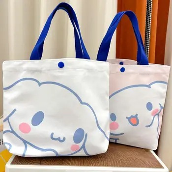 2022 Kawaii Sanrioes Anime Cinnamoroll Yaz kanvas çanta Karikatür İşe Gitmek bento yemek kutusu Çantası Sevimli Çanta Doğum Günü Hediyeleri 1