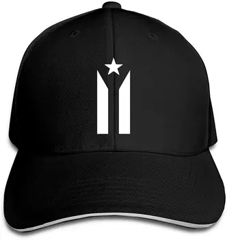 Porto Riko Siyah & Beyaz Protesto Bayrağı Kadınlar / Erkekler Ayarlanabilir Doruğa Sandviç Kap Hip Hop Şapka 1