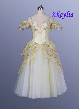 Altın Kraliçe Profesyonel Tutu Elbise Kızlar Balerin uzun elbise Kadınlar Altın Mahkemesi Romantik Bale Tutu Elbise Çocuk İçin 1