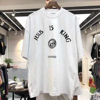 İsa Kral T-shirt Kanye West Erkek Kadın T-Shirt Yüksek Kaliteli Pamuk İsa Kral Tee Chicago Logo Baskı Tops