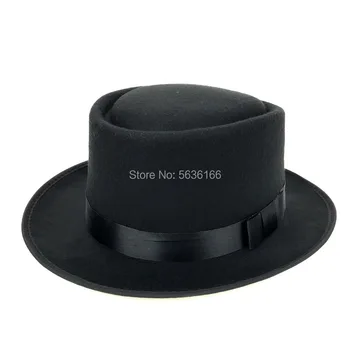 Yeni Yün Keçe Domuz Pasta Ezilebilir Şapka BREAKİNG BAD Şapka Walter SİYAH Caz Kap Beyefendi Kap Ücretsiz Kargo 2