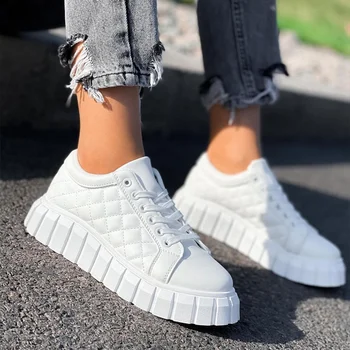 Kadın Sneakers moda platform ayakkabılar Bahar Sonbahar Rahat Kadın Tüm Maç Kalın Taban Nefes Beyaz vulkanize ayakkabı boyutu 43 1