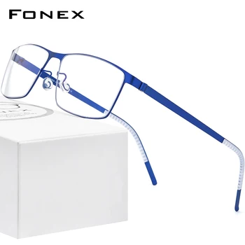 FONEX Alaşım Gözlük Çerçevesi Erkekler Kare Miyopi Optik Reçete Gözlük Çerçeveleri 2020 Yeni Erkek Kore Vidasız Gözlük 997