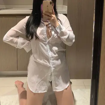 Artı boyutu şişman kız 100kg beyaz gömlek sevgilisi iç çamaşırı seksi pijama fantezi iç çamaşırı kız öğrenci kostüm hizmetçi kostüm zevk eroti 2